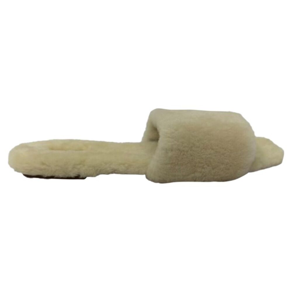 Aeyde Anna Shearling Slides in White Wool